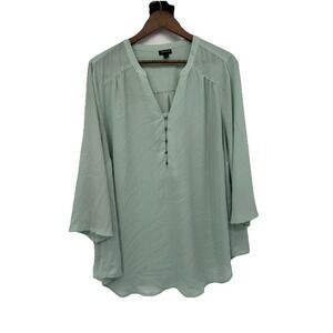 Torrid Green Teal Sheer Boho Romance Peasant Spring Cottagecore Light Metal